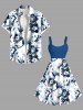 Plus Size Flowers Birds Print Hawaii Tank Dress -  
