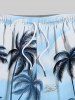 Plus Size Coconut Tree Sea Plane Print Hawaii Drawstring Beach Shorts For Men -  