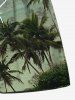 Plus Size Coconut Tree Sea Waves Print Hawaii Drawstring Beach Shorts For Men -  