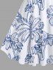 Plus Size Hand-painted Stick Figure Coconut Tree Print Hawaii A Line Tank Dress -  