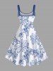 Robe débardeur hawaïenne trapèze grande taille, motif cocotier peint à la main - Blanc L