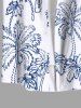 Plus Size Hand-painted Stick Figure Coconut Tree Print Hawaii Button Pocket Shirt For Men -  