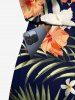 Combinaison hawaïenne grande taille à imprimé feuilles tropicales et fleurs d'hibiscus avec cordon de serrage et poches - Noir 4X