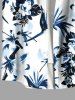 Tenue de plage hawaïenne assortie grande taille à imprimé fleurs et oiseaux pour couples - Bleu 