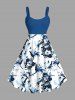 Tenue de plage hawaïenne assortie grande taille à imprimé fleurs et oiseaux pour couples - Bleu 