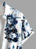 Tenue de plage hawaïenne assortie grande taille à imprimé fleurs et oiseaux pour couples - Bleu 