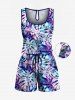 Matching Hawaii Shirt and Romper Plus Size Beach Outfit Tropical Leaf Hibiscus Printed for Couples -  