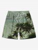 Tenue de plage hawaïenne assortie grande taille à imprimé cocotier et vagues pour couples - Vert 