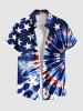 Spiral Tie Dye Patriotic American Flag Print Shirt Swimsuit Plus Size Matching Hawaii Beach Outfit For Couples -  