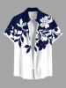 Flower Leaf Branch Contrast Two Tone Print Plus Size Matching Hawaii Beach Outfit For Couples -  