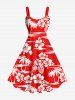 Tropical Leaf Hibiscus Flowers Coconut Tree Print Plus Size Matching Hawaii Beach Outfit For Couples -  