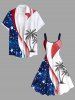 Patriotic American Flag Coconut Tree Print Plus Size Matching Hawaii Beach Outfit For Couples -  