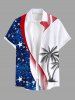 Patriotic American Flag Coconut Tree Print Plus Size Matching Hawaii Beach Outfit For Couples -  