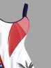 Patriotic American Flag Coconut Tree Print Plus Size Matching Hawaii Beach Outfit For Couples -  