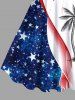 Patriotic American Flag Coconut Tree Print Plus Size Matching Hawaii Beach Outfit For Couples -  