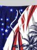 Plus Size Coconut Tree Curve Patriotic American Flag Print Hawaii Drawstring Beach Shorts For Men -  