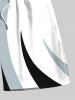 Plus Size Colorblock Curve Print Hawaii Drawstring Beach Shorts For Men -  