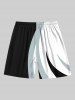 Plus Size Colorblock Curve Print Hawaii Drawstring Beach Shorts For Men -  