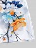 Plus Size Ombre Watercolor Floral Leaf Branch Print Hawaii Drawstring Beach Shorts For Men -  