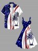 Plus Size Coconut Tree Patriotic American Flag Curve Print Hawaii A Line Tank Dress -  