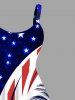 Plus Size Coconut Tree Patriotic American Flag Curve Print Hawaii A Line Tank Dress -  