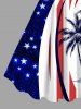 Plus Size Coconut Tree Patriotic American Flag Curve Print Hawaii A Line Tank Dress -  