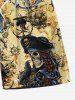 Plus Size Skull Pirate Ship Rudder Map Print Hawaii Beach Shorts For Men -  