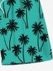 Plus Size Coconut Tree Print Hawaii Beach Shorts For Men -  