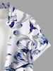 Plus Size Flowers Leaf Print Buttons Pocket Hawaii Shirt For Men -  