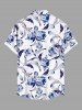 Plus Size Flowers Leaf Print Buttons Pocket Hawaii Shirt For Men -  