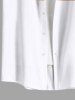 Plus Size Coconut Tree Sun Sea Waves Stick Figure Print Buttons Pocket Hawaii Shirt For Men -  