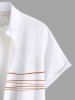 Plus Size Coconut Tree Sun Sea Waves Stick Figure Print Buttons Pocket Hawaii Shirt For Men -  