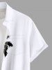 Chemise hawaïenne grande taille à imprimé cocotiers et paysage marin ombré colorblock, boutons et poches pour homme - Blanc M