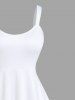 Plus Size Coconut Tree Sun Sea Waves Stick Figure Print Hawaii Tank Dress -  