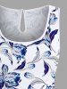 Combinaison hawaïenne cintrée à imprimé fleurs et feuilles grande taille - Blanc 1X