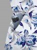 Combinaison hawaïenne cintrée à imprimé fleurs et feuilles grande taille - Blanc 1X