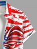 Plus Size Patriotic American Flag Dinosaur Print Buttons Pocket Shirt For Men -  