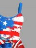 Plus Size Patriotic American Flag Dinosaur Print Tank Dress -  