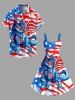 Plus Size Patriotic American Flag Dinosaur Print Tank Dress -  