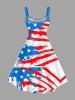 Plus Size Patriotic American Flag Dinosaur Print Tank Dress -  