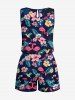 Combinaison hawaïenne cintrée grande taille à imprimé flamant rose et feuilles tropicales - Bleu profond 5X