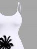 Plus Size Coconut Tree Seascape Ombre Colorblock Print High Low Hawaii Cami Dress -  
