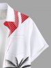 Plus Size Patriotic American Flag Coconut Tree Print Buttons Pocket Hawaii Shirt For Men -  