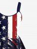 Plus Size Patriotic American Flag Coconut Tree Print Hawaii A Line Tank Dress -  