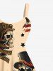 Plus Size Skull Pirate Patriotic American Flag Rose Flower Print Hawaii Cruise A Line Tank Dress -  
