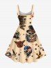 Plus Size Skull Pirate Patriotic American Flag Rose Flower Print Hawaii Cruise A Line Tank Dress -  
