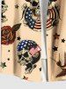 Plus Size Skull Pirate Patriotic American Flag Rose Flower Eagle Print Hawaii Cruise Shirt For Men -  