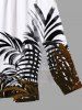 Plus Size Tropical Leaf Print Hawaii Split Pocket A Line Midi Dress -  
