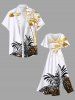 Plus Size Tropical Leaf Print Hawaii Split Pocket A Line Midi Dress -  