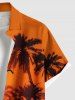Plus Size Coconut Tree Dusk Sunset Print Hawaii Button Pocket Shirt For Men -  